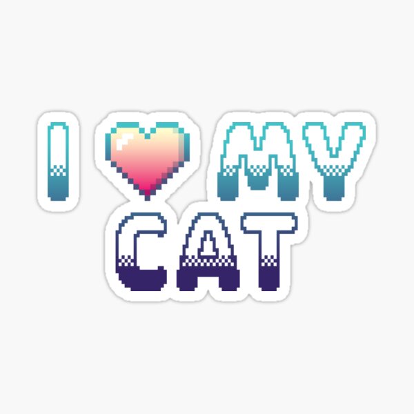I Heart My Cat Classic Video Game Graphic Blue Gradient Sticker