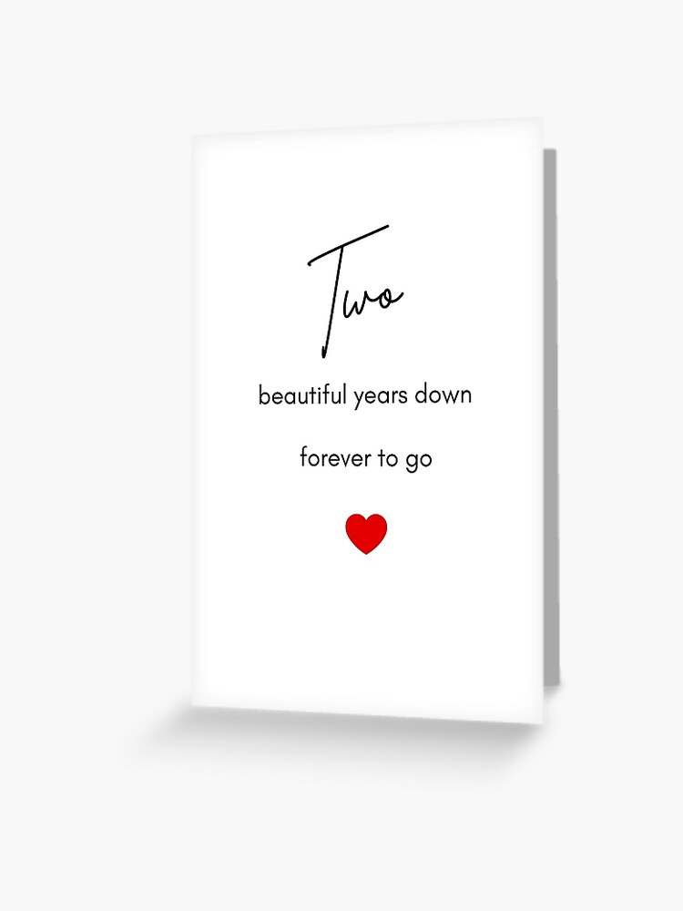second Anniversary Card, Two Years Down Forever To Go, 2nd Anniversary Gift,  Card For Boyfriend, Card For Girlfriend, 2nd Anniversary Card