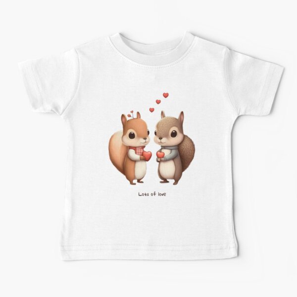 Squirrel Couple Holding a Heart Acorn Baby T-Shirt