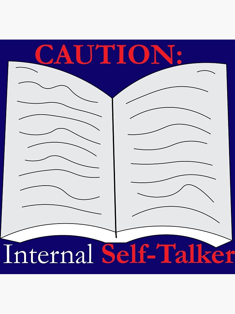Thumbnail 2 of 2, Greeting Card, Caution: Internal Self-talker - Blue designed and sold by DaneSullivan.