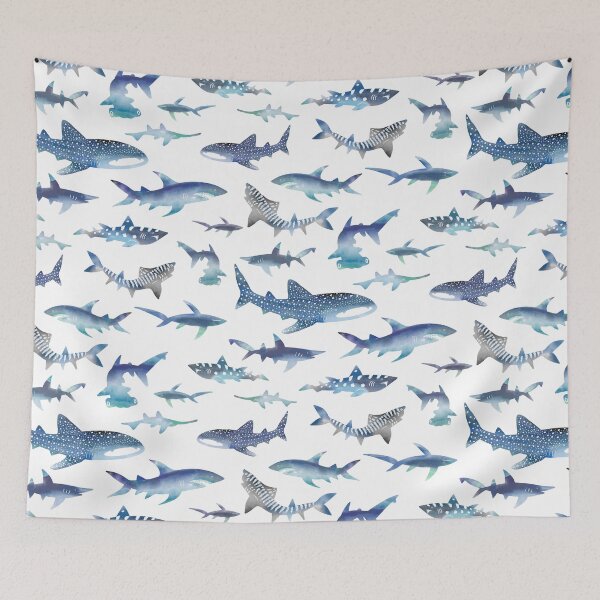 Item preview, Sharks! Sharks! Sharks! Light Ocean Watercolour designed and sold by jesschampagne.