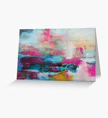 Aqua Pink Abstract Print from Original Painting Greeting Card