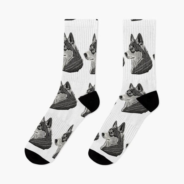 Artikelvorschau, Siberian Husky Smart Hund schwarz und weiß entworfen und verkauft von MaxEXP.