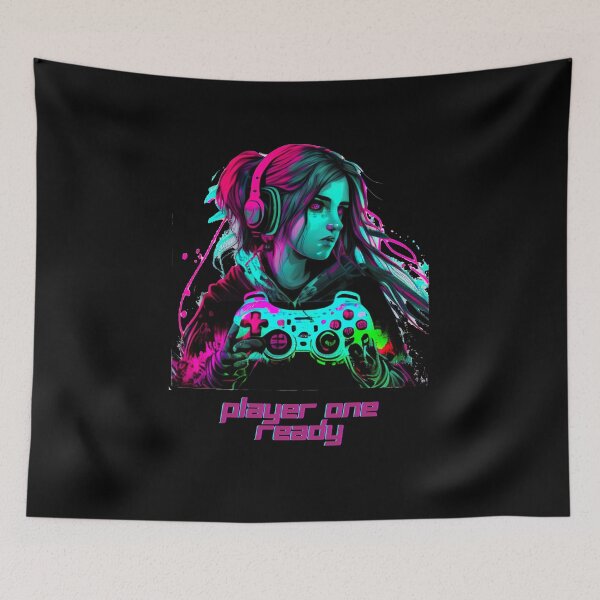 Item preview, Gamer Girl, Player One Ready, Psychedelic Art Design designed and sold by barretp27.