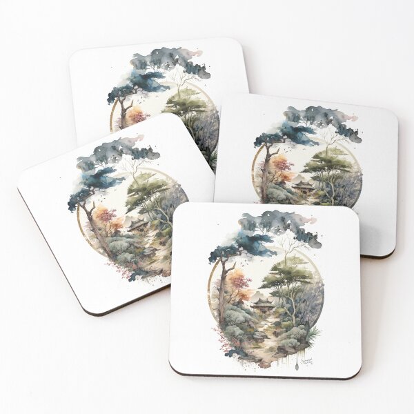 Item preview, Japanese Watercolor Painting Oval designed and sold by DamagedNation.