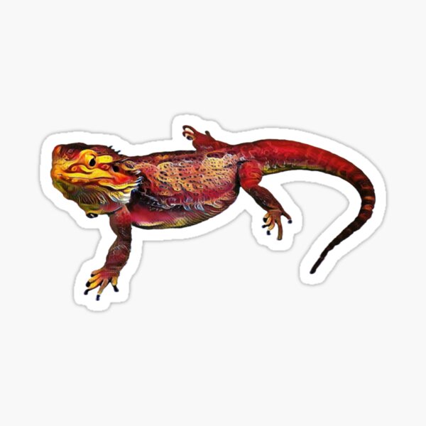 Item preview, Central Bearded Dragon, Red and Gold, Pop Art, Original Art, Clear Background designed and sold by RattlSnkCanynTs.
