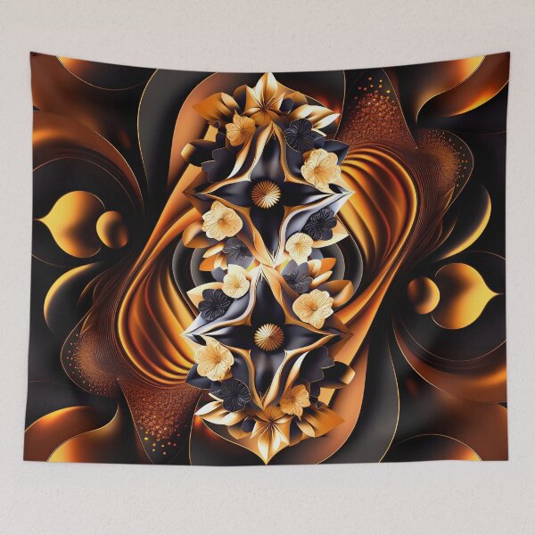 Item preview, Luxury Golden Floral Abstract rich colors art designed and sold by SyanArt.