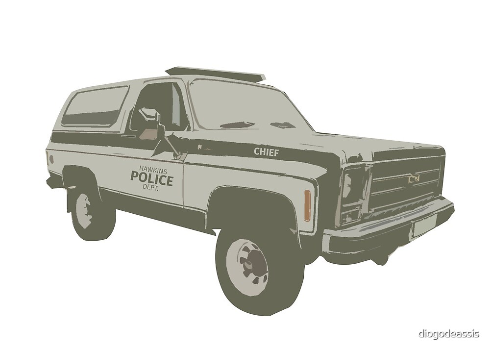 "Hawkins Police Department Hopper's Car" by diogodeassis Redbubble