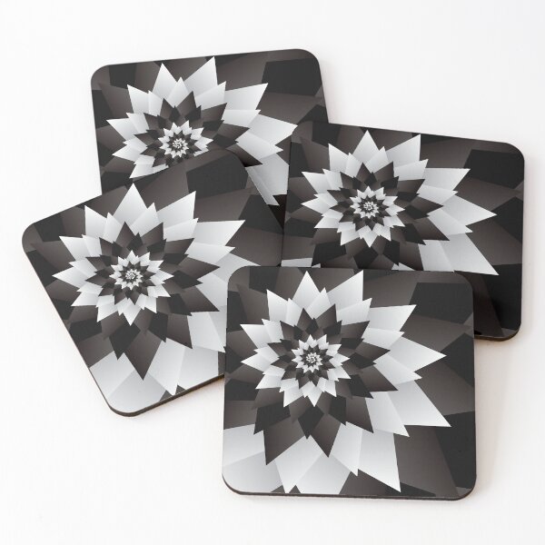 Item preview, Pretty Spiral of Stars in Black and White Abstract Flower designed and sold by Karen McFarland.