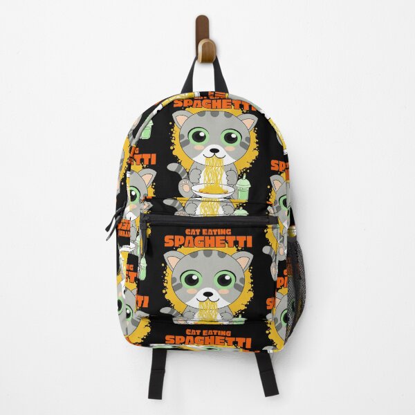 Item preview, cat eating spaghetti, funny cat meme designed and sold by Design_for_merch.