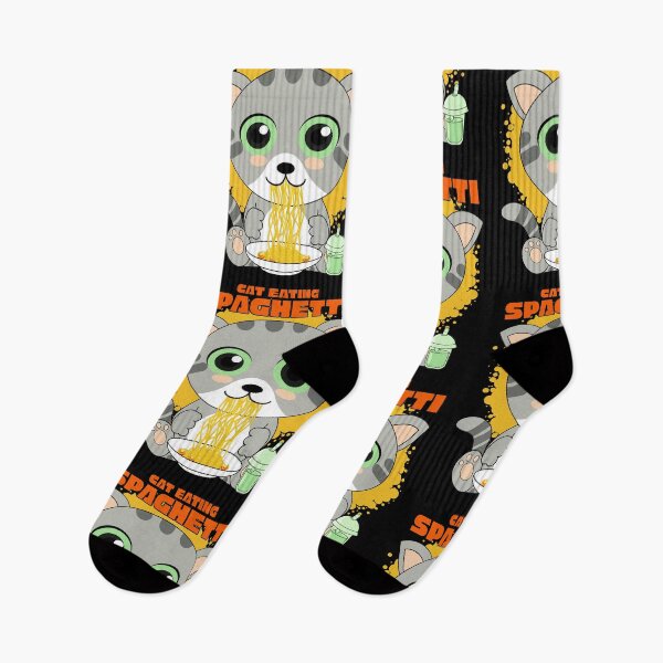 Item preview, cat eating spaghetti, funny cat meme designed and sold by Design_for_merch.