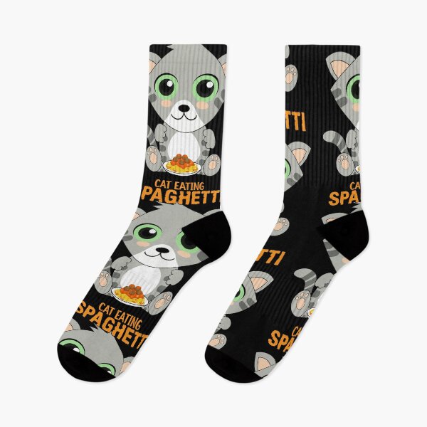 Item preview, cat eating spaghetti, funny cat meme designed and sold by Design_for_merch.