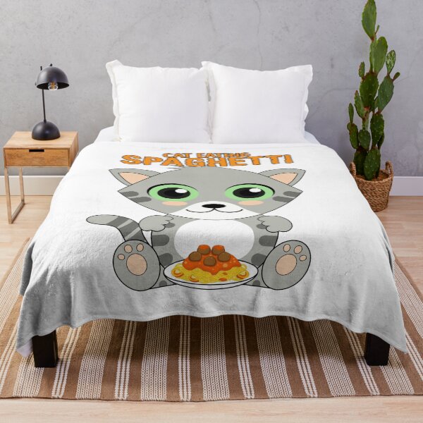Item preview, cat eating spaghetti, funny cat meme designed and sold by Design_for_merch.