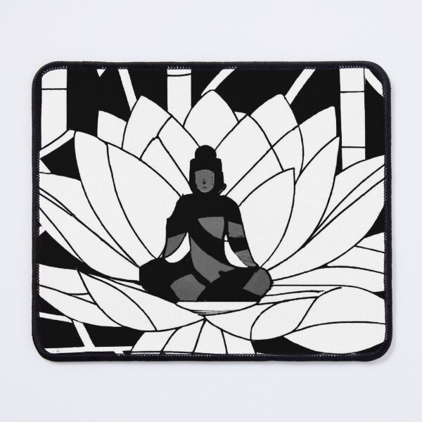 Item preview, Calm Focus Lotus Meditation Monk Style, Black and White Spiritual Design designed and sold by barretp27.
