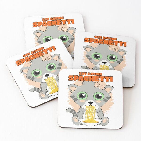 Item preview, cat eating spaghetti, funny cat meme designed and sold by Design_for_merch.