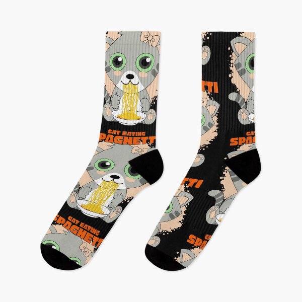 Item preview, cat eating spaghetti, funny cat meme designed and sold by Design_for_merch.