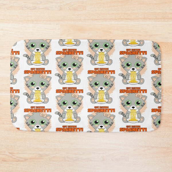 Item preview, cat eating spaghetti, funny cat meme designed and sold by Design_for_merch.