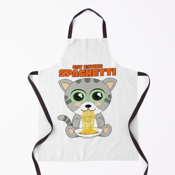Aperçu de l'œuvre chat mangeant des spaghettis, mème de chat amusant créée et vendue par Design_for_merch.
