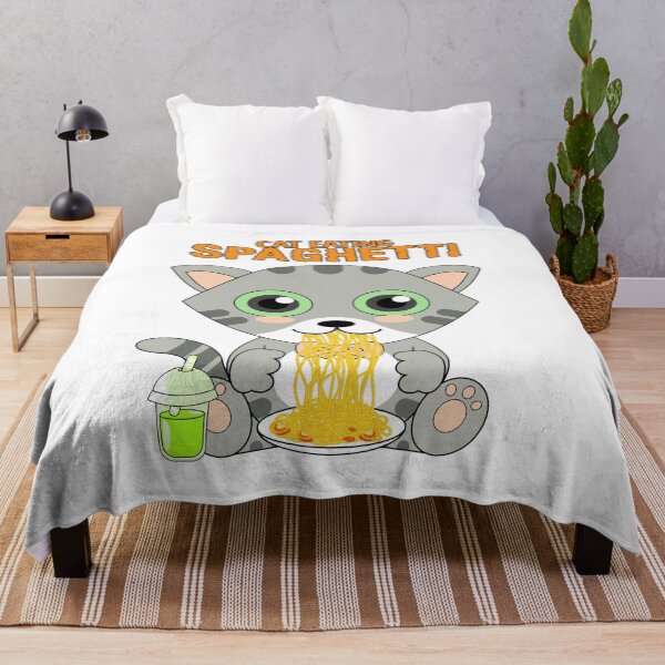 Item preview, cat eating spaghetti, funny cat meme designed and sold by Design_for_merch.