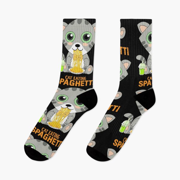 Item preview, cat eating spaghetti, funny cat meme designed and sold by Design_for_merch.