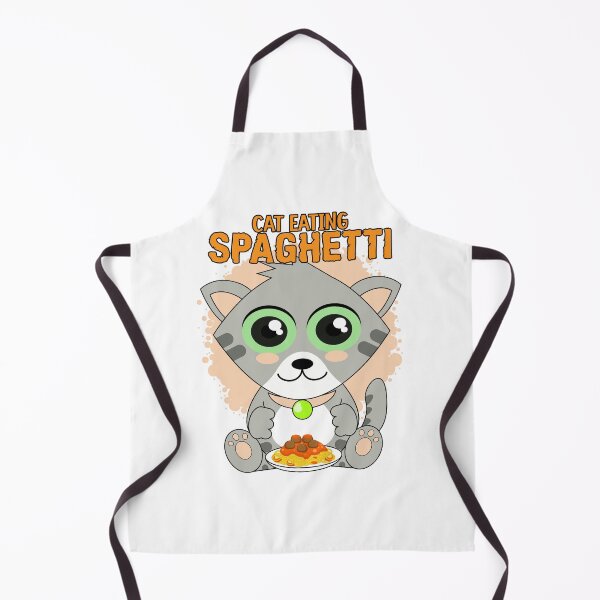 Aperçu de l'œuvre chat mangeant des spaghettis, mème de chat amusant créée et vendue par Design_for_merch.