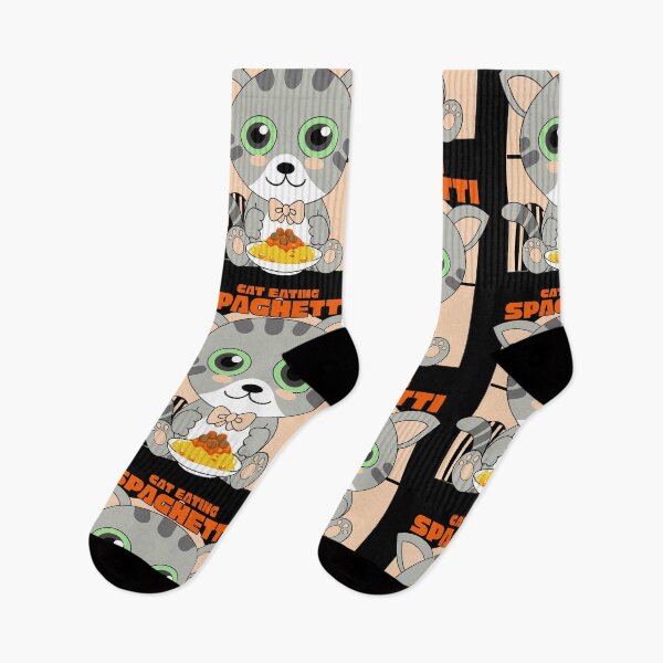 Item preview, cat eating spaghetti, funny cat meme designed and sold by Design_for_merch.