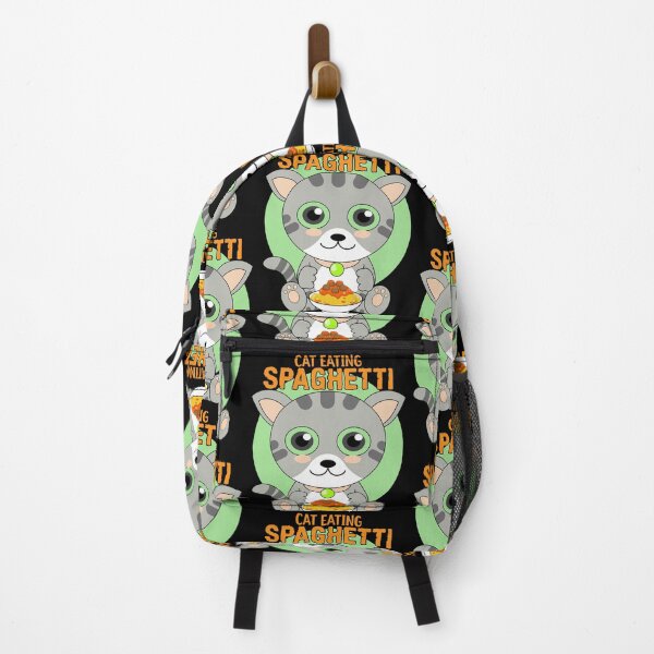 Item preview, cat eating spaghetti, funny cat meme designed and sold by Design_for_merch.