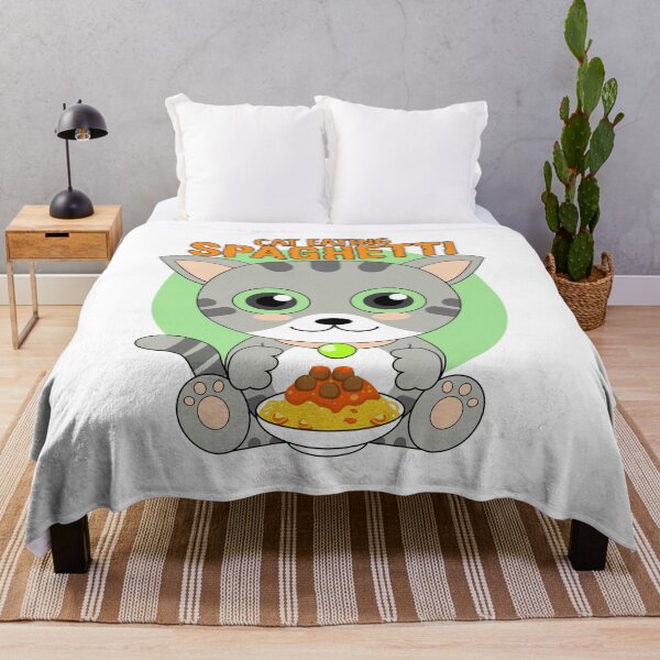 Item preview, cat eating spaghetti, funny cat meme designed and sold by Design_for_merch.