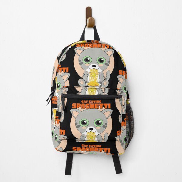Item preview, cat eating spaghetti, funny cat meme designed and sold by Design_for_merch.