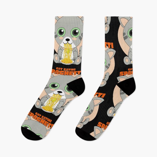 Item preview, cat eating spaghetti, funny cat meme designed and sold by Design_for_merch.