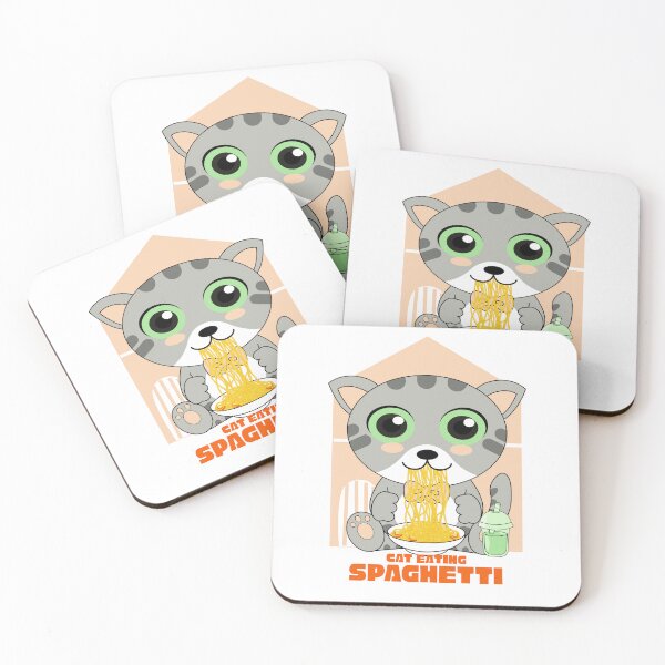 Item preview, cat eating spaghetti, funny cat meme designed and sold by Design_for_merch.