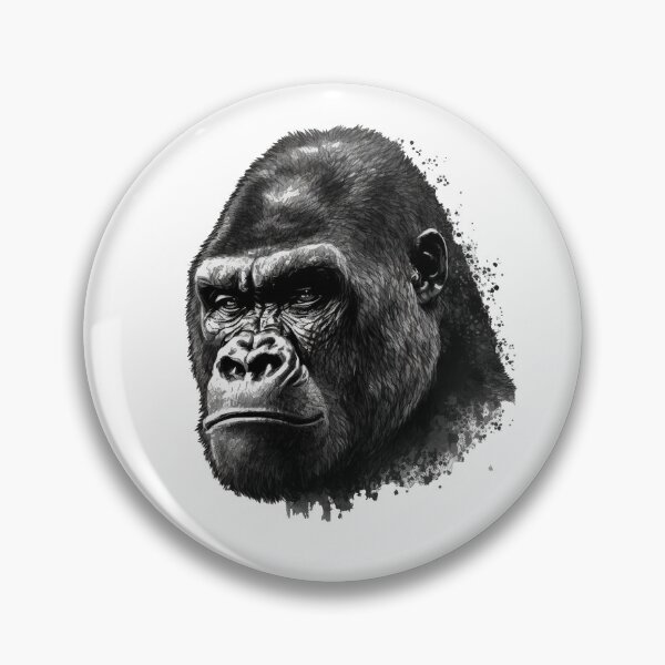 Item preview, Mountain Gorilla Head Drawing Black and White designed and sold by Brockinator.