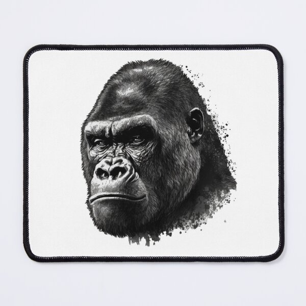 Item preview, Mountain Gorilla Head Drawing Black and White designed and sold by Brockinator.