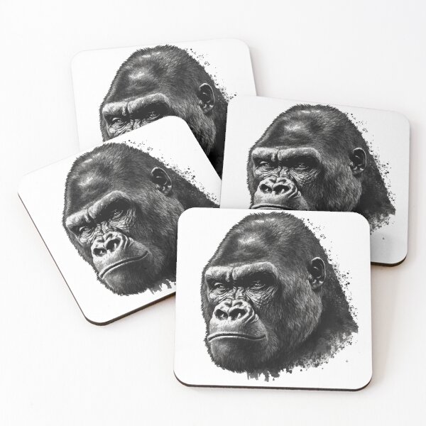 Item preview, Mountain Gorilla Head Drawing Black and White designed and sold by Brockinator.