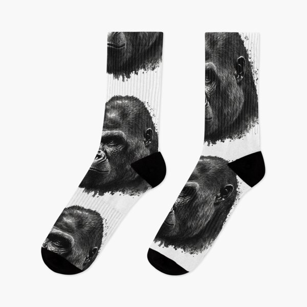Item preview, Mountain Gorilla Head Drawing Black and White designed and sold by Brockinator.