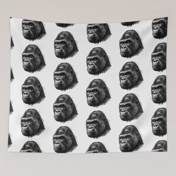 Item preview, Mountain Gorilla Head Drawing Black and White designed and sold by Brockinator.