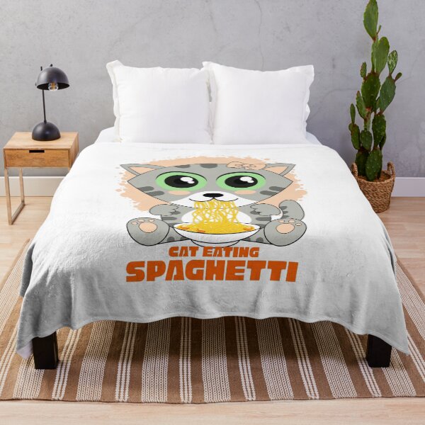 Item preview, cat eating spaghetti, funny cat meme designed and sold by Design_for_merch.