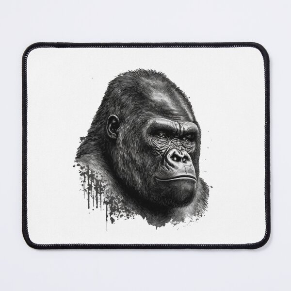 Item preview, Mountain Gorilla Head Drawing Black and White designed and sold by Brockinator.