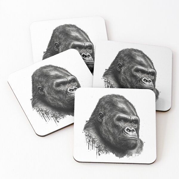 Item preview, Mountain Gorilla Head Drawing Black and White designed and sold by Brockinator.