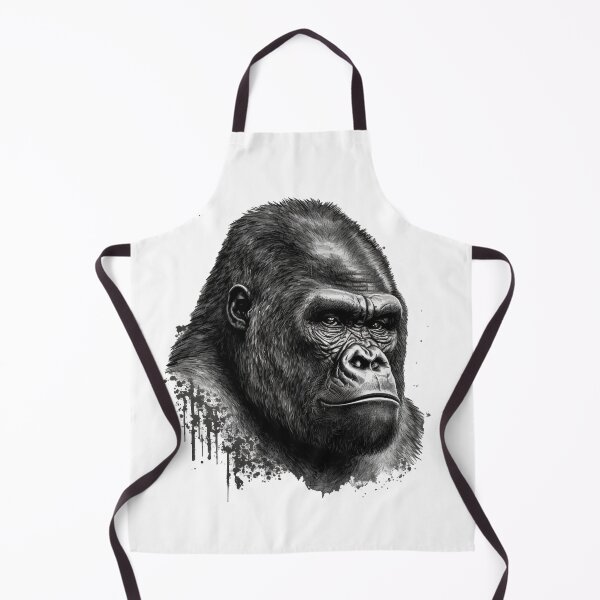 Item preview, Mountain Gorilla Head Drawing Black and White designed and sold by Brockinator.