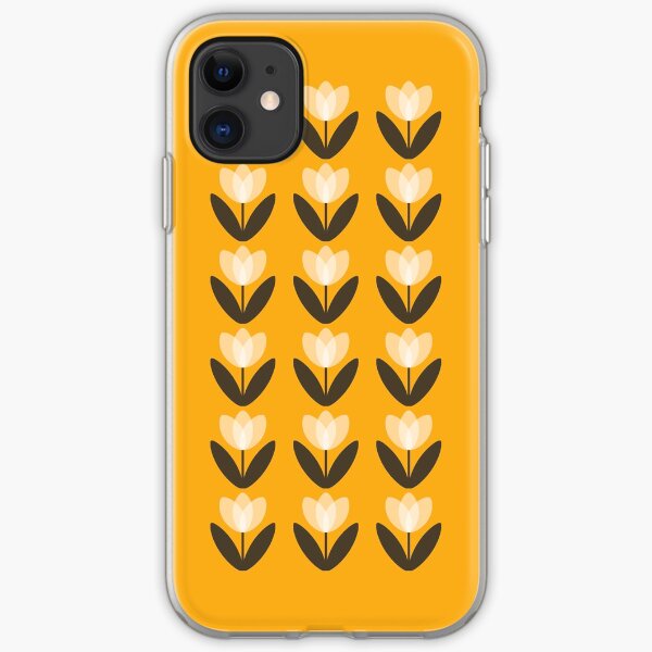 Tulip Pattern Phone Case in Mustard Yellow iPhone Soft Case