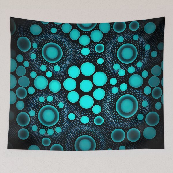 Item preview, Glowing blue polka dots design designed and sold by UmagineArts.
