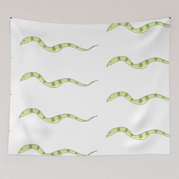 Item preview, Cute green snake with dark green stripes designed and sold by CreationsByBear.