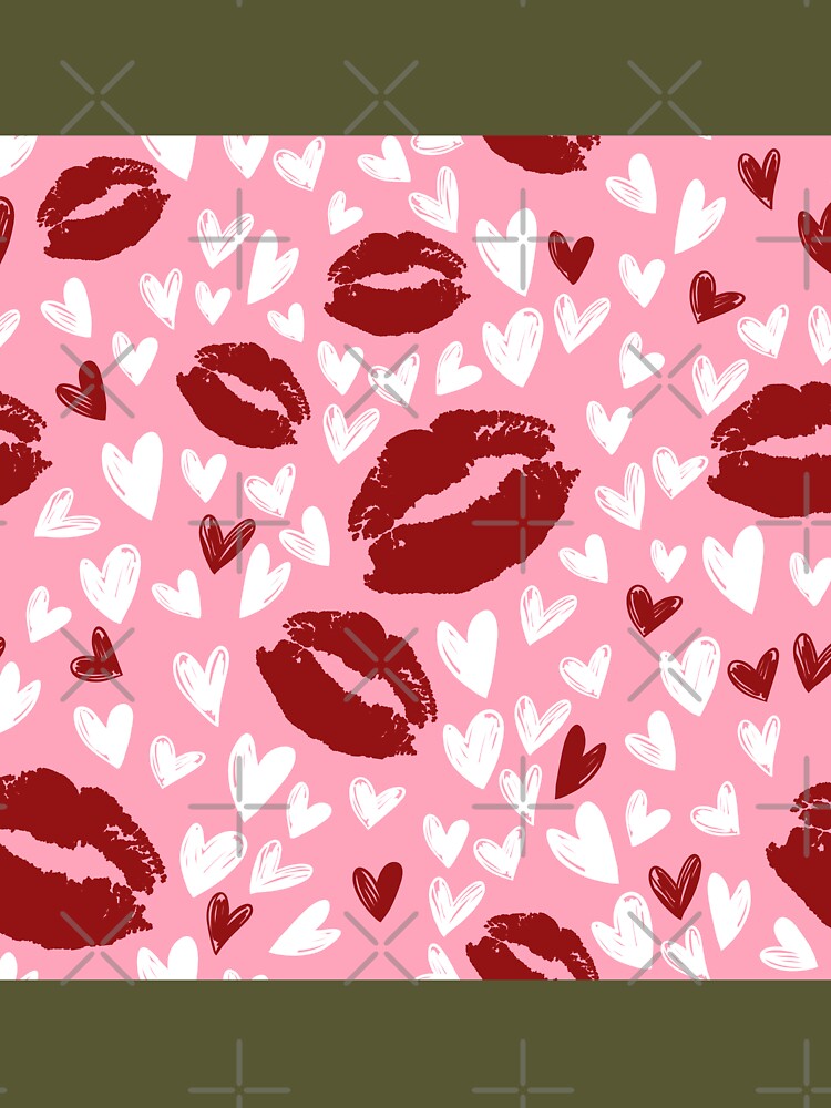 cute sweet emoji love hearts kiss lips pattern wrapping paper