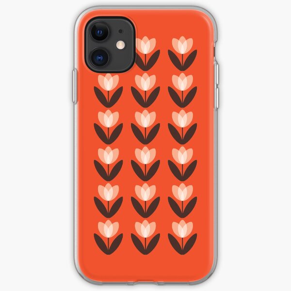 Tulip Pattern Phone Case in Coral Red iPhone Soft Case