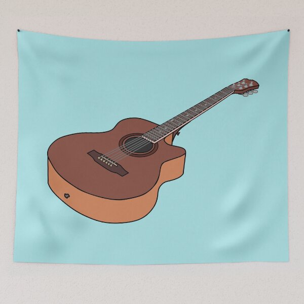 Item preview, Acoustic guitar cartoon illustration designed and sold by Misscartoon.