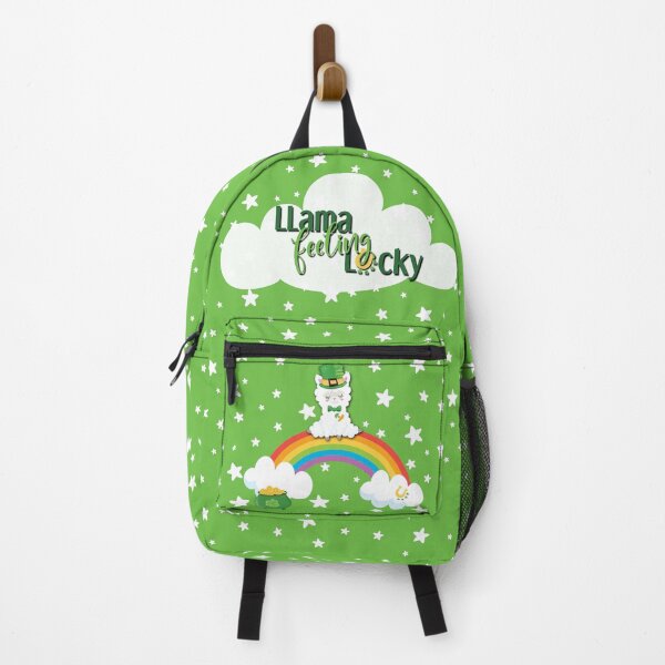 Item preview, Lucky St. Patrick's Day Llama, Rainbow, Clouds & Stars on Green designed and sold by Karen McFarland.