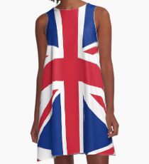 Union Jack, FULL COVER, British Flag, UK, United Kingdom, Pure & simple, 1:2. A-Line Dress