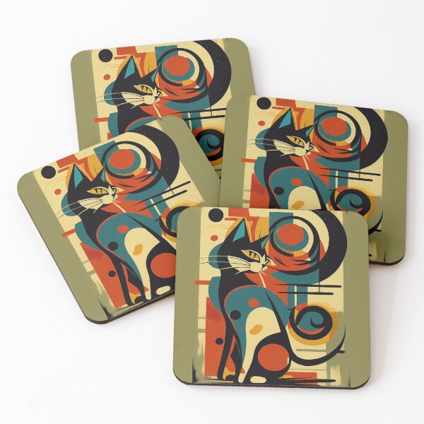 Item preview, Mid Century Colorful Cat 14 Abstract Art Print Painting Wall Decor designed and sold by winterkitty88.
