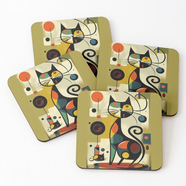 Item preview, Mid Century Colorful Cat 15 Abstract Art Print Painting Wall Decor designed and sold by winterkitty88.